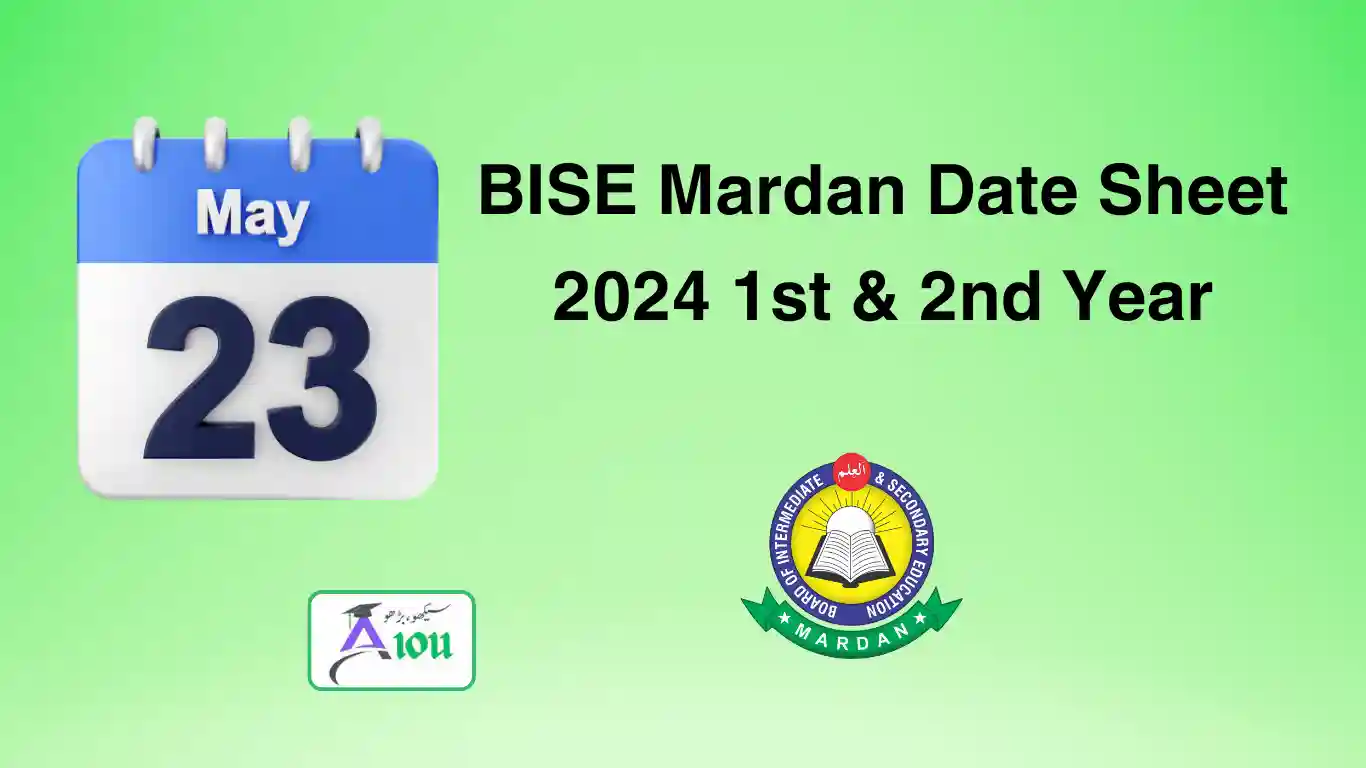 BISE Mardan Date Sheet 2024 1st Year (REVISED)