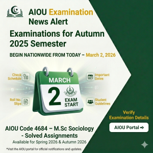 AIOU Autumn 2025 Semester Exams Begin Nationwide from March 2, 2026 ...
