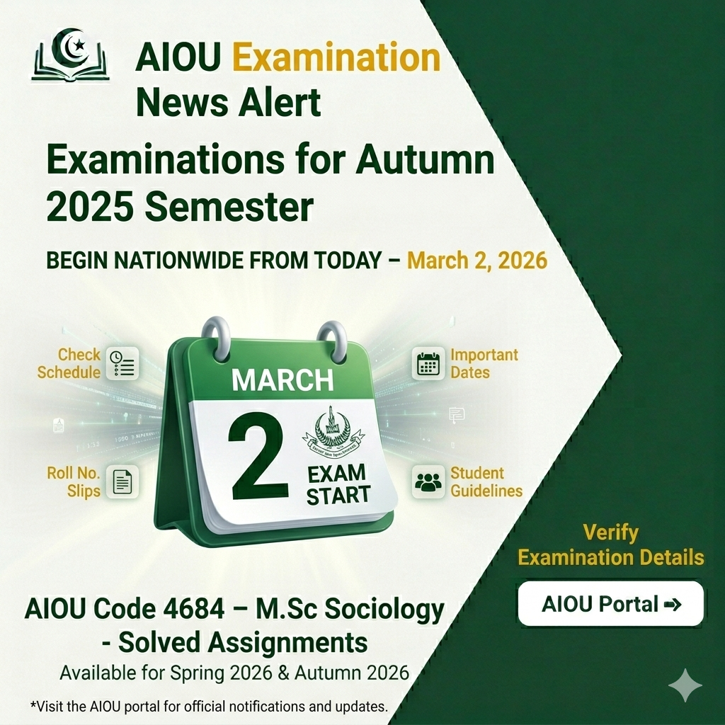 Examinations for AIOU Autumn 2025